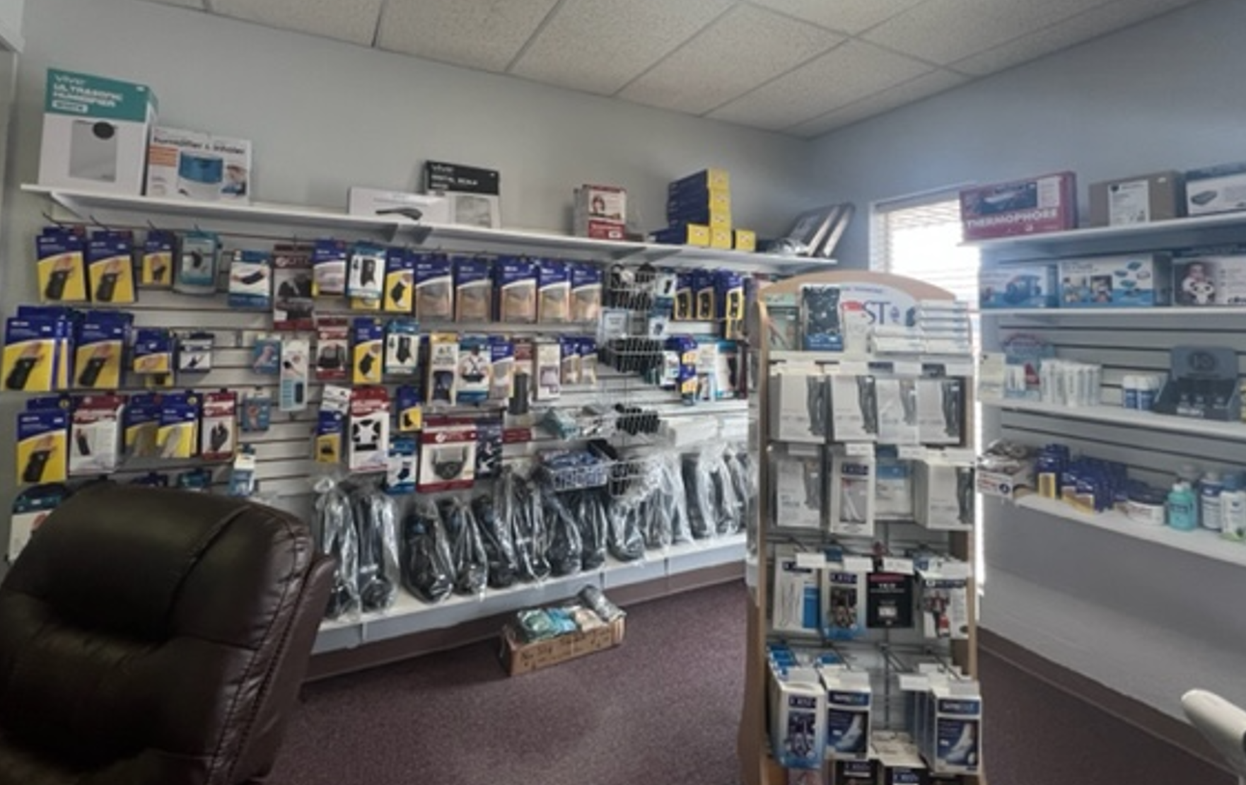 Seymour Medical Supply, Inc​ Shelves stocked with medical items